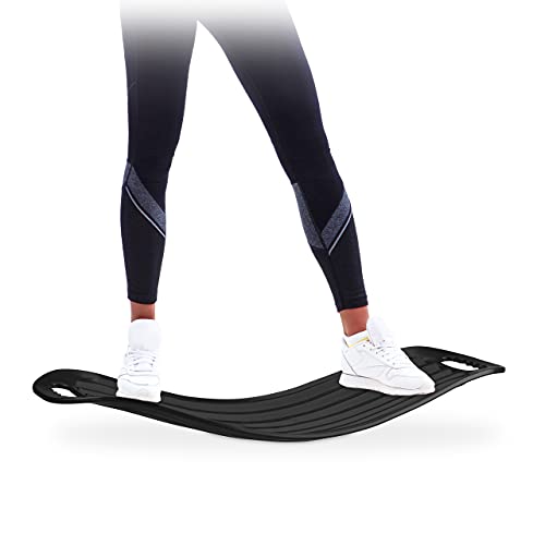 Relaxdays Tavoletta Propriocettiva, Balance Board Allenamento Total Body Tavola Xl Resistente Fino A 150 Kg Nera, Unisex Adulto, Nero