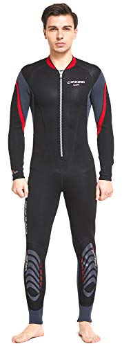 Cressi Lui Monopiece Wetsuit 2.5Mm - Muta Monopezzo Uomo In Neoprene High Stretch 2.5Mm, Nero/Rosso, Xxxxl