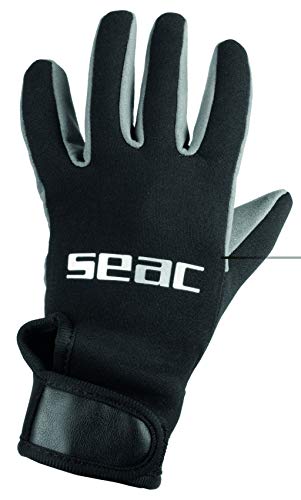 Seac Amara Comfort Guanti Da Sub In Neoprene Da 1.5 Mm Per Immersioni, Apnea E Pesca Subacquea Unisex Adulto, Nero, S