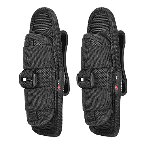 Ultrafire Fodero Torcia Custodia Torcia Led #402 Nylon Della Torcia Elettrica Pouch,Fondina Torcia Con 360 Gradi Di Cintura Clip Nero (2 Pezzi)
