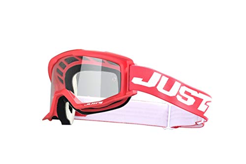 Just 1 Helmets Just1 Goggle Vitro Red-White, Maschera Da Fuoristrada Unisex – Adulto, Rosso-Bianco, Taglia One Sizeca