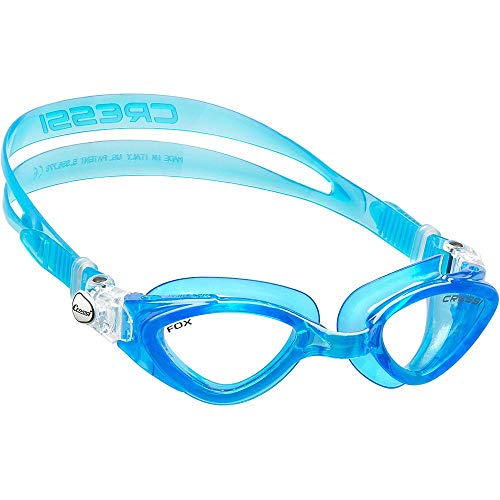 Cressi Fox Goggles, Occhialini Premium Per Nuoto, Piscina, Triathlon E Sport Acquatici Unisex-Adulto, Acquamarina/Lenti Chiare, Taglia Unica
