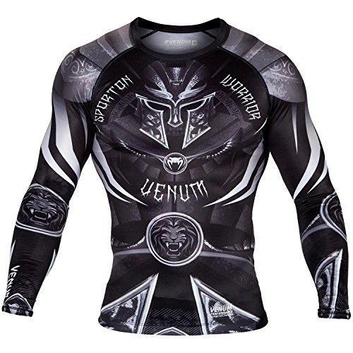 Venum Gladiator 3.0, Rashguard Maniche Lunghe Uomo, Nero/Bianco, Xl