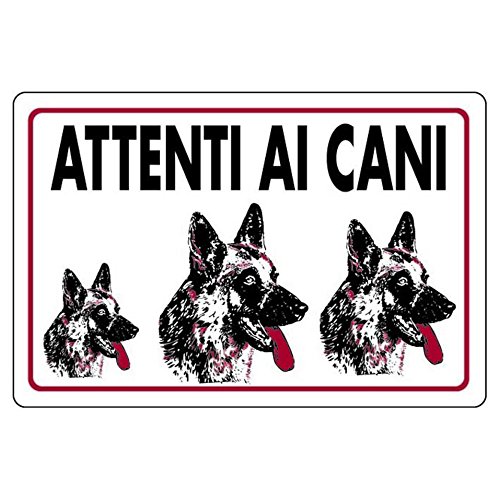 Cartello In Plastica Bianca Cm30X20 Attenti Ai Cani