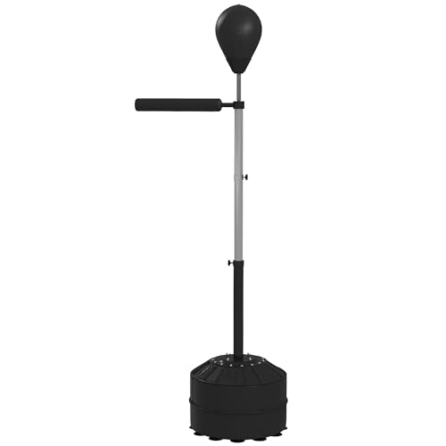 Sportnow Punching Ball Da Terra, Palla Da Boxe Con Barra Girevole Per Allenamento Boxe Adulti, Altezza Regolabile 1.6-2M, Nero