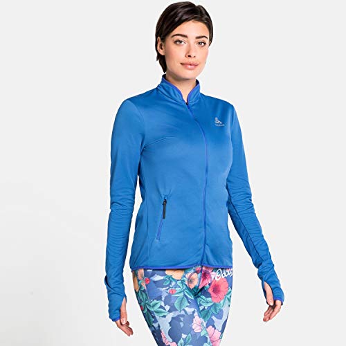 Odlo Midlayer Full Zip Fli Ceramiwarm Fleecejacke, Giacca In Pile Da Donna, Ambaro Blu-Marina-Strisce, Xl