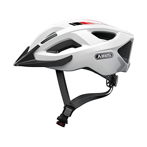 Abus Aduro 2.0 Casco Da Città - Casco Da Bici A Tutto Tondo In Design Sportivo - Adatto Al Traffico Cittadino - Per Uomini E Donne - Bianco, Taglia M