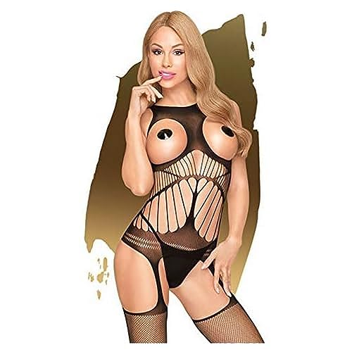 Penthouse, Bodystocking Ouvert, Bodystocking, Diverse Taglie, Lingerie, Gangsta Babe', Nero, Taglia: Xl