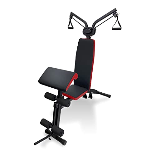 Trainer Di Forza Multifunzionale Ultrasport, Per Allenamenti Versatili E Per Tutto Il Corpo, Con Puleggia/Estensione Fasce Di Resistenza E Banco Curl,