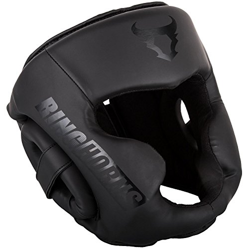 Ringhorns Charger, Casco Da Boxe Unisex – Adulto, Nero/Nero, Taglia Unica