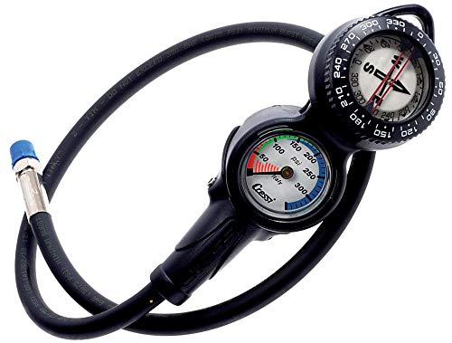 Cressi Console Cp2 Compass + Pressure Gauge, Console 2 Strumenti Bussola/Manometro Per Immersioni Psi Unisex Adulto, Nero, Taglia Unica