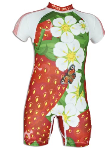 4Bb2 Fraise - Costume Da Bagno Bambina, Con Protezione Uv, Rosso (Rosso/Bianco), 9 Monate
