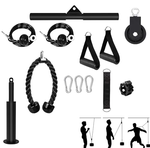Ffitness Sistema Di Puleggia Da Palestra Cavo Di Trazione Carrucola Pulley Accessori Fitness 13 Pezzi Casa Palestra Multifunzione Torre Di Trazione