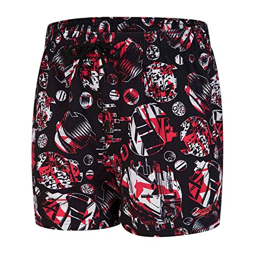 Speedo Glitchamp Allover 13" Ws, Costume Da Bagno Bambino, Nero/Rosso Lava/Bianco, Xl