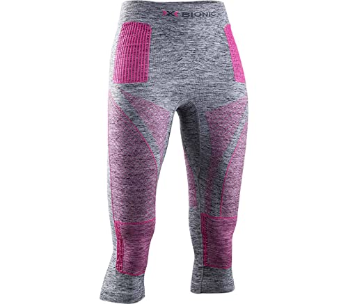 X-Bionic Energy Accumulator 4.0 Melange 3/4 Strato Base Pantaloni Funzionali, Donna, Grey Melange/Pink, Xl