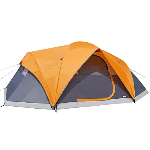 Amazon Basics - Tenda Familiare Per 8 Persone, Arancione/Grigio