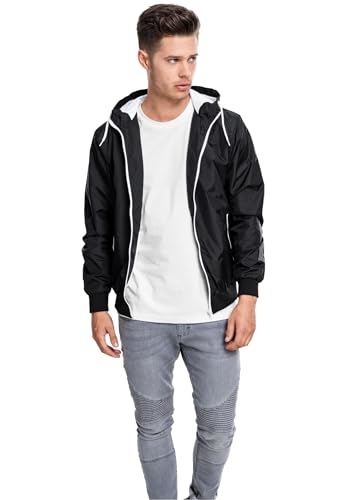 Urban Classics Contrast Windrunner, Cappotto Uomo, Nero, Xl
