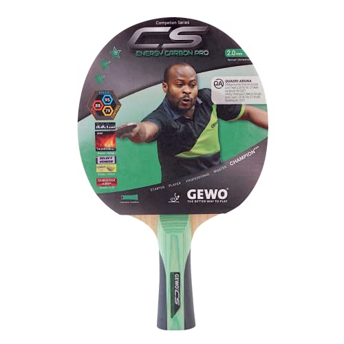 Gewo Cs Energy Carbon Pro – Racchetta Da Ping Pong – Approvata Ittf – Racchetta In Carbonio Con Rivestimento Controllato E Caratteristiche Di Rotazion