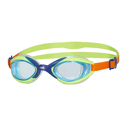 Zoggs Sonic Air Junior - Occhialini Da Nuoto Unisex Con Protezione Uv E Anti-Appannamento, Occhialini Da Nuoto, Blue/Green/Orange, 6-14 Anni