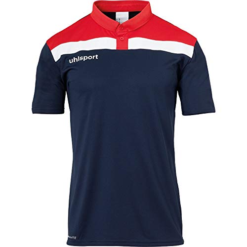 Uhlsport Offense 23 Polo Shirt Uomo, Uomo, 100221310, Blu Marino/Rosso/Bianco, 140