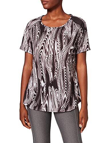 Odlo Maglietta Da Donna Con Scollo Rotondo, S/S, Stampa Chiara, Donna, Maglietta, 350421, Nero - Aop Fw18, M