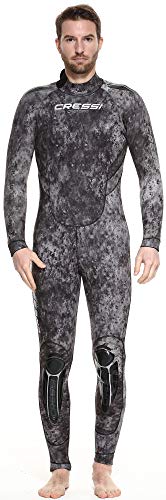 Cressi Castoro Man Monopiece Wetsuit 5 Or 7Mm, Muta Subacquea Uomo In Neoprene High Stretch Disponibile In 5 O 7 Mm, Nero/Grigio Mimetico 5Mm, 3Xl