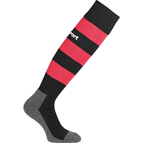 Uhlsport Team Pro Essential Stripe Socken, Shirt Unisex Adulto, Nero/Rosso, 45-47
