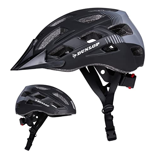 Dunlop Bike Casco Da Bicicletta Con Luce - Casco Da Bicicletta Per Uomo E Donna - Regolabile Da 55 A 58 Cm - Casco Da Bicicletta Taglia M - Con Illumi