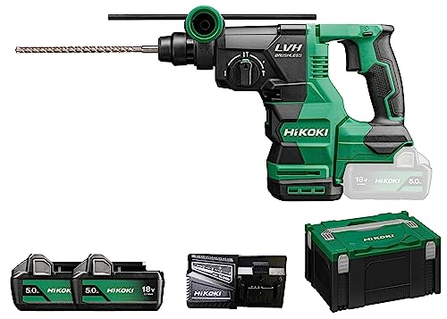 Hikoki Akku Bohr & Meißelhammer Dh1826Dawpz, Sds-Plus (18V, 5,0 Ah Li-Ion Akku, Schlagenergie: 3,2 J, Volllastschlagzahl 2. Gang: 0-4300 Min-1, Brushl