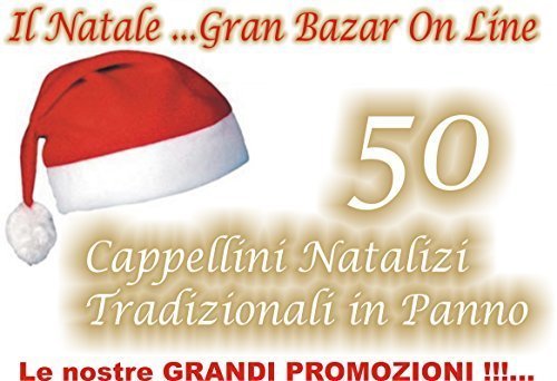 Ajl Srl Cappello Di Babbo Natale 50 Pezzi (52 Cm)