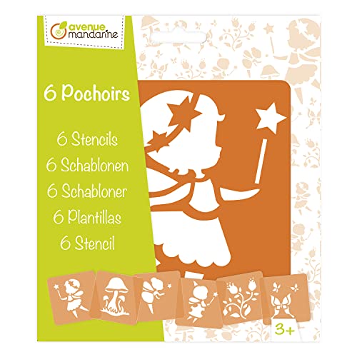 Avenue Mandarine 42839O - Kit Di 6 Stencils 15,4X22,3 Cm Con Istruzioni Incluse, Fate