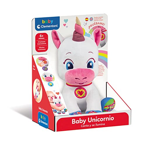 Clementoni- Baby Unicornio Bambola, Multicolore, Sin Talla, 552627