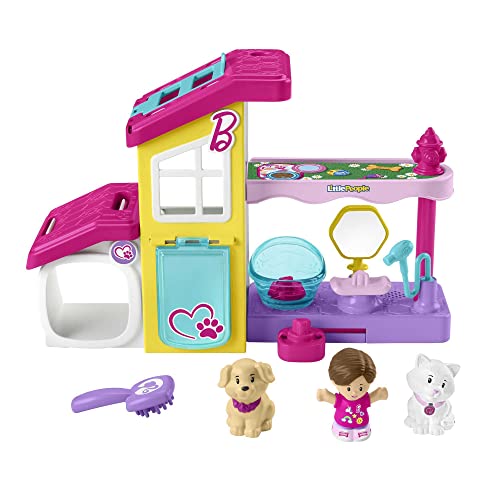 Little People - Little People Barbie Centro Benessere Dei Cuccioli Playset Con Musica E Suoni, 2 Piani E 4 Pezzi, Giocattolo Per Bambini 18+ Mesi, Hjw