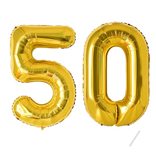 Palloncini Compleanno 50 Anni-40 Pollici-Decorazioni Compleanno Di Un Ragazzo E Una Ragazza Di 50 Anni-Pallone Gonfiabile In Foil D'Oro 50 Anni.