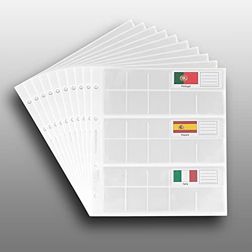 10 Small Prophila Kobra Coin Sheets For Euro Coins With Flags Cards