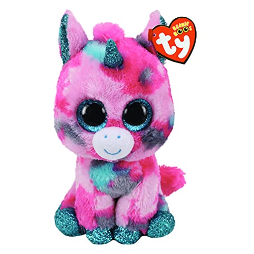 Ty - Peluche - Beanie Boos - Unicorno - Gumball - Multicolore - Zampine E Occhioni Azzurro Glitter - Il Peluche Con Gli Occhi Grandi Scintillanti - 15