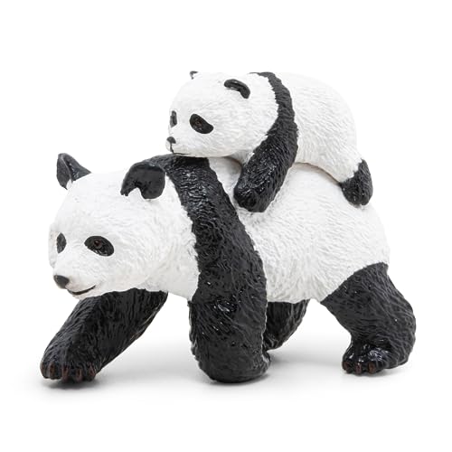 Papo Animaux Pap50071 Panda E Baby Figurine, Colore Bianco-Nero, 50071