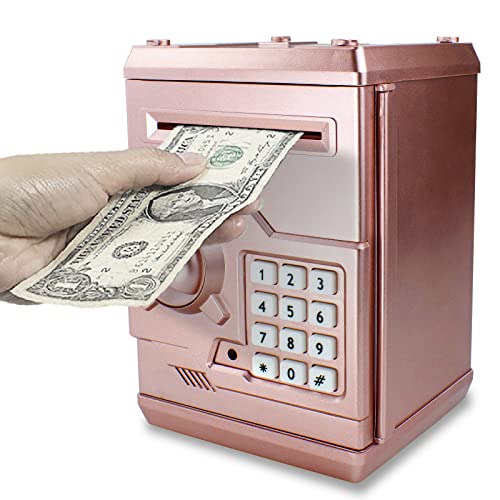 Husan Salvadanaio Elettronico Per Bambini, Password Salvadanaio Mini Atm Piggy Bank Giocattolo Regalo Di Compleanno Per Bambini (Oro Rosa)