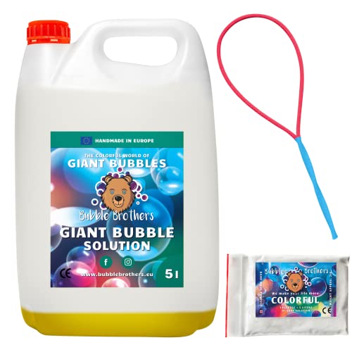 Bubble Brothers Bottiglia Di Ricarica Per Bolle Di Sapone, 5 L Liquido Per Bolle Di Sapone, Per Bolle Di Sapone, Soluzione Per Bolle Di Sapone Stabile