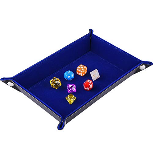 Siquk Tavola Per Dad Rettangolo Pieghevole In Pelle Pu E Fondello In Velluto Blu Scuro Supporto Per Dungeons And Dragons Gioco A Dadi Dadi Rpg E Altri