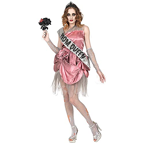"Zombie Prom Queen" (Dress With Sash, Fingerless Gloves, Tiara) - (L)