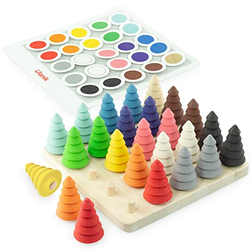 Ulanik Abeti Sul Bordo Montessori Giocattolo Di Legno Sorter Gioco 25 Abeti 55Mm Età 3+ Colore Di Ordinamento E Il Conteggio In Età Prescolare Di Appr