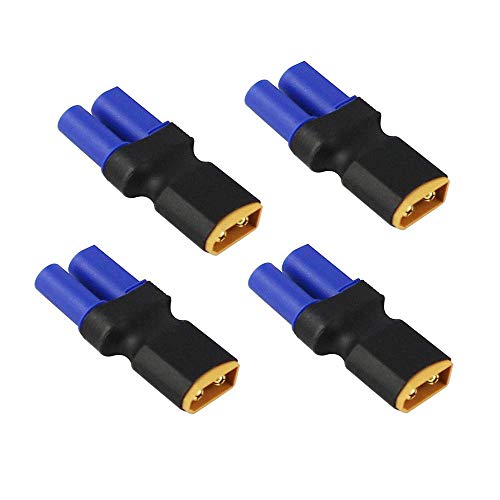 Yowoo 4 Pezzi Adattatore Connettore Maschio Xt60 A Femmina Ec5 Nessun Cavo Per Batteria Lipo Rc (Da Maschio Xt60 A Femmina Ec5)