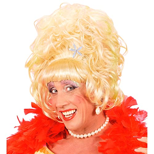 "Blonde Drag Queen Wig With Flower" In Box -