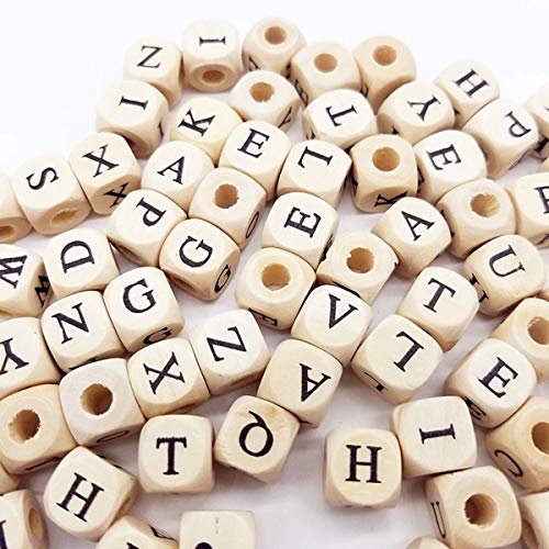 200 Pcs Di Alfabeto In Legno Naturale, Perle Di Alfabeto In Legno Abc Puzzle, Per Incoraggiare La Creatività E L'Ortografia Dei Bambini/Gioielli Fai-D