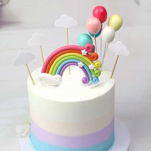 Amacoam Arcobaleno Set Decorazione Torta Palloncino Nuvola Cake Topper Compleanno Per Bambini Ragazze Baby Shower Festa Matrimonio