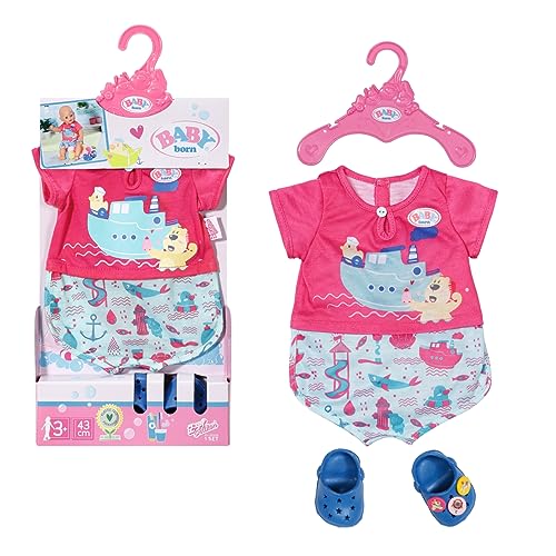 Baby Born Pigiama Da Bagno Con Scarpe 43 Cm - Per Bambini Dai 2 Anni In Su - Facile Per Mani Piccole - Include Completino, Scarpe & Gruccia