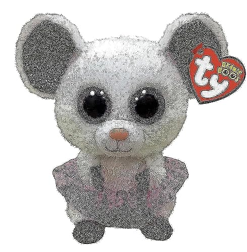 Ty - Peluche - Beanie Boos - Topolina Ballerina - Nina - Bianco - Occhioni Zampine Orecchie Rosa Glitter - Tutù Rosa Glitter - Il Peluche Con Gli Occh