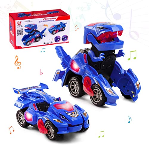 Ltteaoy Dinosaur Transformer Car, Auto Giocattolo Di Transformable Dinosauro Led Con Luci, Musica E Ruota Universale, Transformable Giocattoli Elettri