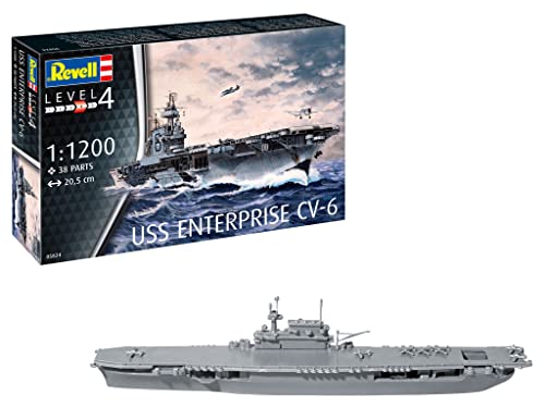 Revell 1:1200-Uss Ship Uss Enterprise Cv-6, Colore Non Verniciato, 05824